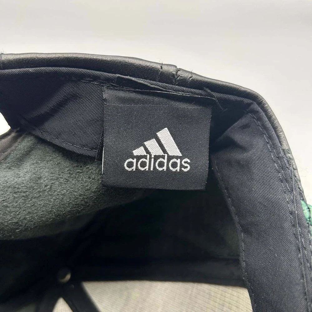 Boston Celtics NBA Hat‎ Men Black Green Leather Adidas Snap Back Cap